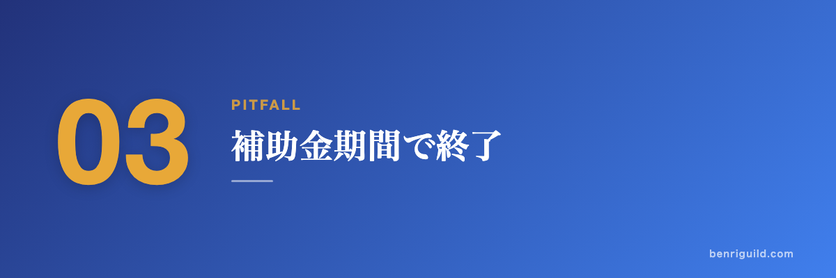 PITFALL 03 補助金期間で終了